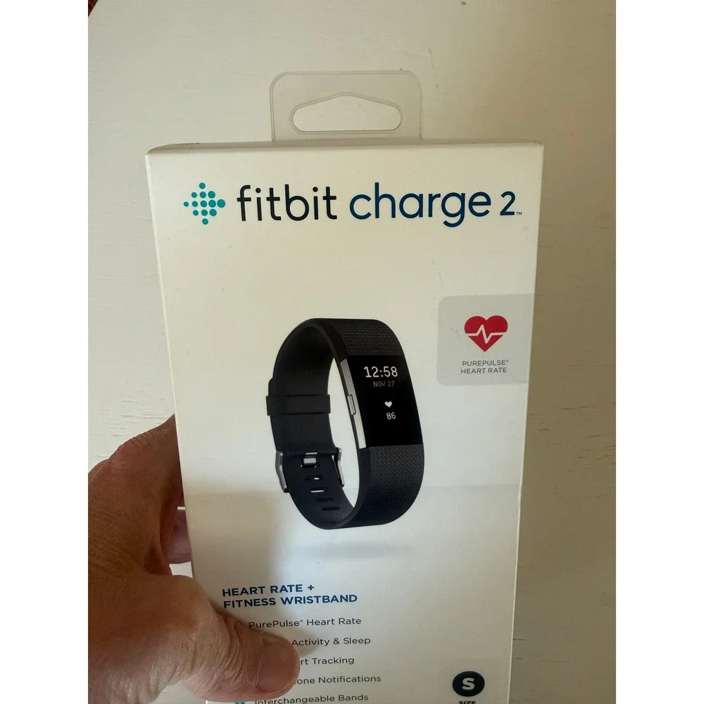NEW Fitbit Charge 2 Size Small Stainless Steel Black Band Heart Rate Tracker